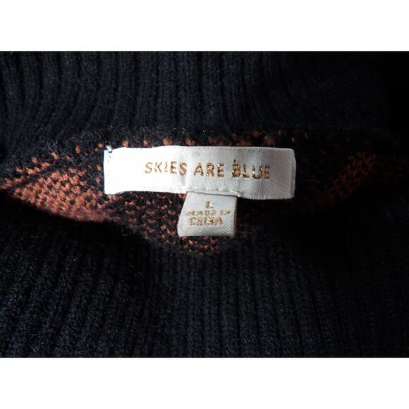 Skies Are Blue Sweater Womens Large Leopard Cheetah Knit Turtle Neck - Picture 6 of 12